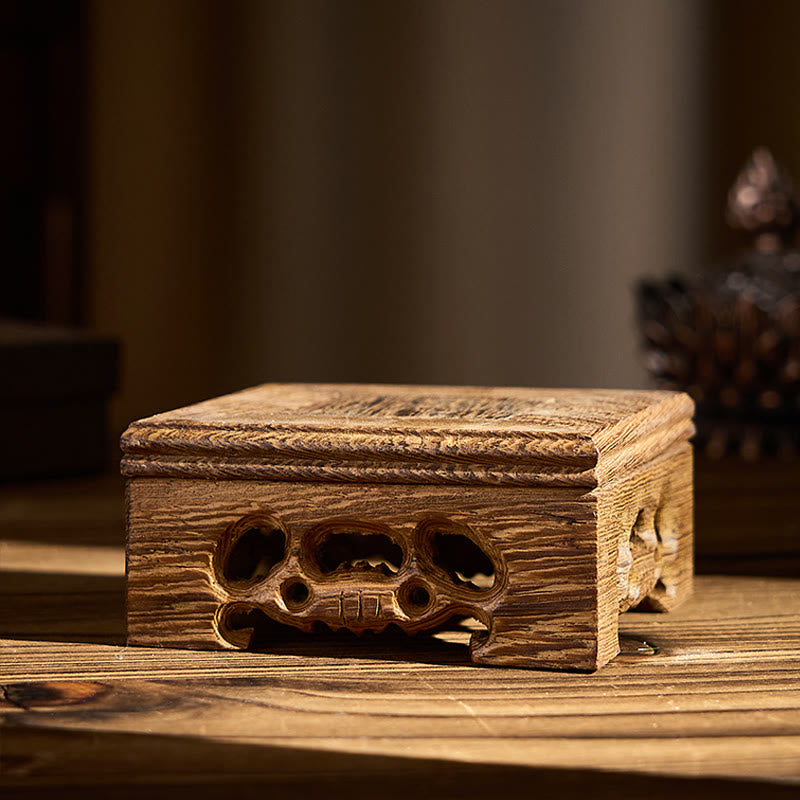 Formless Buddha Ceramics Wenge Wood Decoration – back view showing ceramic texture, contemporary buddha figurine