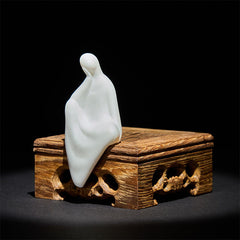 Formless Buddha Ceramics Wenge Wood Desk Serenity Decoration – side view of formless buddha, modern minimalist desk decor