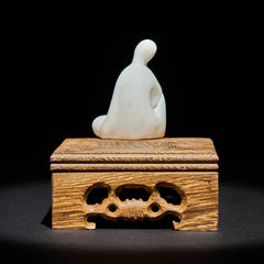 Formless Buddha Ceramics Wenge Wood Desk Serenity Decoration – wenge wood grain base detail, premium hardwood decoration
