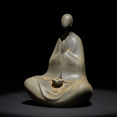 Iron Powder Formless Buddha Statue – angled side view showing folded hands and incense holder, detailed craftsmanship