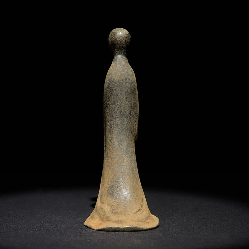 Iron Powder Formless Buddha Statue – back view showing flowing robe lines, iron powder surface