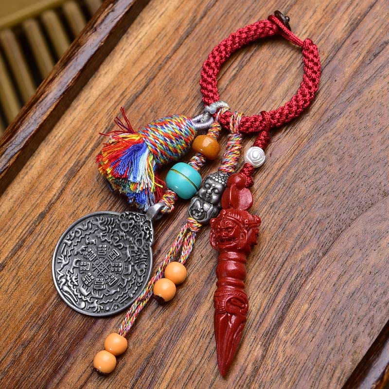 Chinese Zodiac Dzi Bead Buddha Key Chain – dzi bead keychain with zodiac symbols, tibetan bead accessory