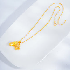 24K Gold Plated Pixiu Cross Dorje Vajra Necklace – full necklace on white display, gold plated jewelry