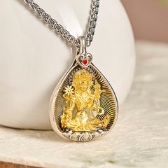 Green Tara Shakyamuni Buddha Copper Necklace – shakyamuni buddha side pendant, religious copper jewelry