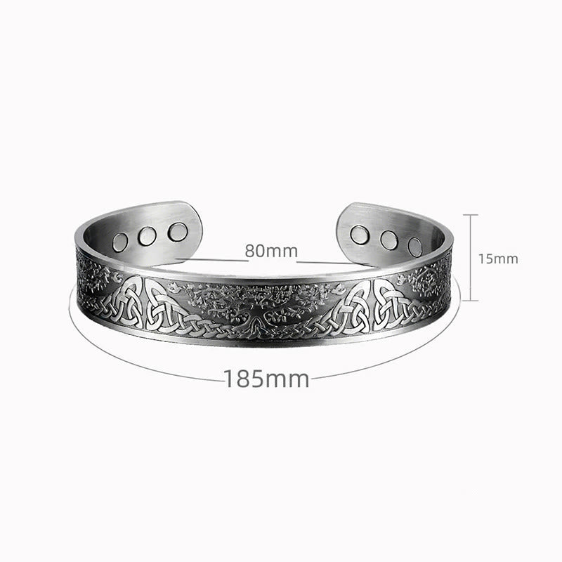 Tree of Life Copper Cuff Bracelet – size diagram 185mm 80mm 15mm measurements, bracelet dimensions
