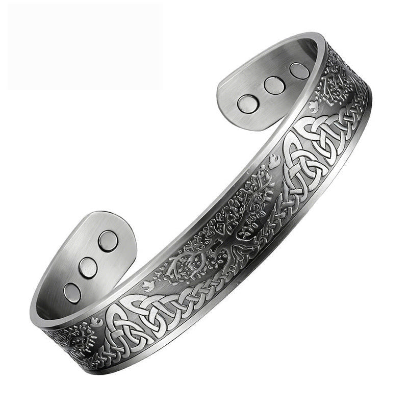 Tree of Life Copper Cuff Bracelet – clean white background showing cuff detail and magnets, mens copper bangle