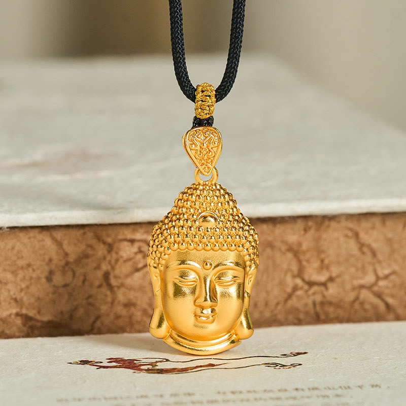 24K Gold Plated Brass Buddha Braided Cord Serenity Necklace – braided cord detail close-up, durable nylon cord necklace