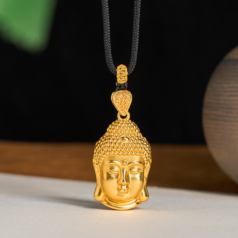 24K Gold Plated Brass Buddha Braided Cord Serenity Necklace – gold buddha pendant on black cord, luxury spiritual necklace