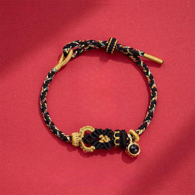 Projection Stone Buddha Knots Hand-woven Connection Bracelet – yellow cord bracelet with bead detail, chakra stone bracelet