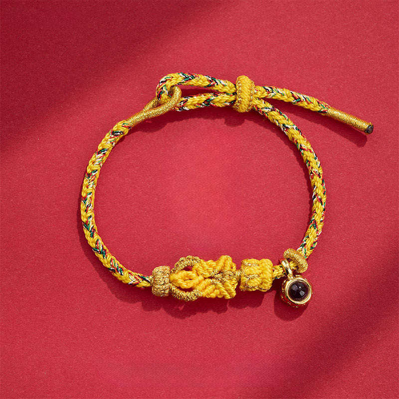 Projection Stone Buddha Knots Hand-woven Connection Bracelet – purple cord bracelet close-up, spiritual knot bracelet