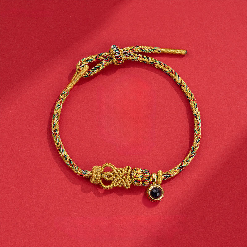 Projection Stone Buddha Knots Hand-woven Connection Bracelet – blue cord bracelet with buddha knot, meditation jewelry
