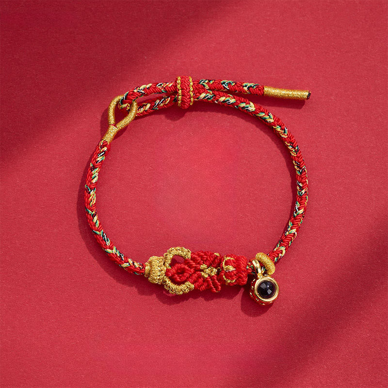 Projection Stone Buddha Knots Hand-woven Connection Bracelet – multiple color variations displayed, adjustable woven bracelet