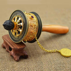 Zinc Alloy Tibetan Lucky Prayer Wheel | Love, Wisdom & Peace