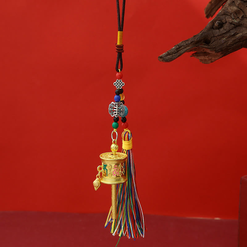 Prayer Wheel Om Mani Padme Hum Colorful Tassels Key Chain Secondary image