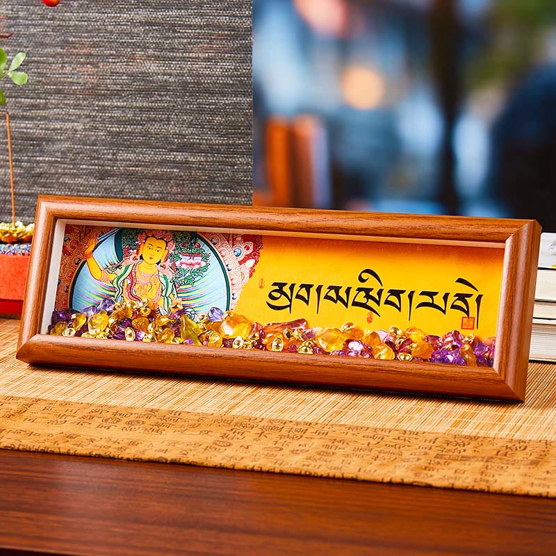 Om Mani Padme Hum Thangka Photo Frame Amethyst Citrine Decor – style four detail, unique crystal pattern frame