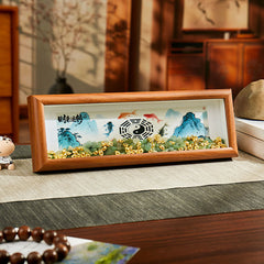Green Crystal Bagua Photo Frame Decor – shadow box with bagua yin yang koi on wood, feng shui home decor