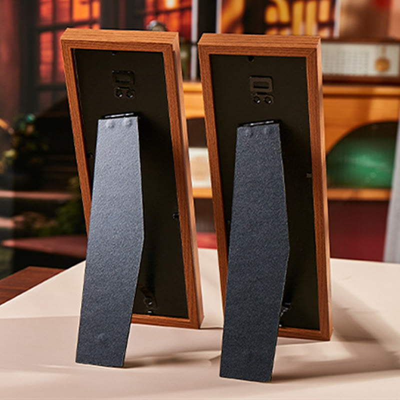 Fu Character Gourd Frame Ornament – Rear view showing wooden stand and wall mount bracket, dual frame backs