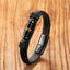 Black Onyx Om Mani Padme Hum Dragon Bracelet – gold-engraved mantra cylinder on black leather band, Protection