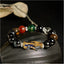 Sardonyx Five Elements Pi Xiu Positive Energy Bracelet – multi-color beads gold Pi Xiu black stone, feng shui wealth