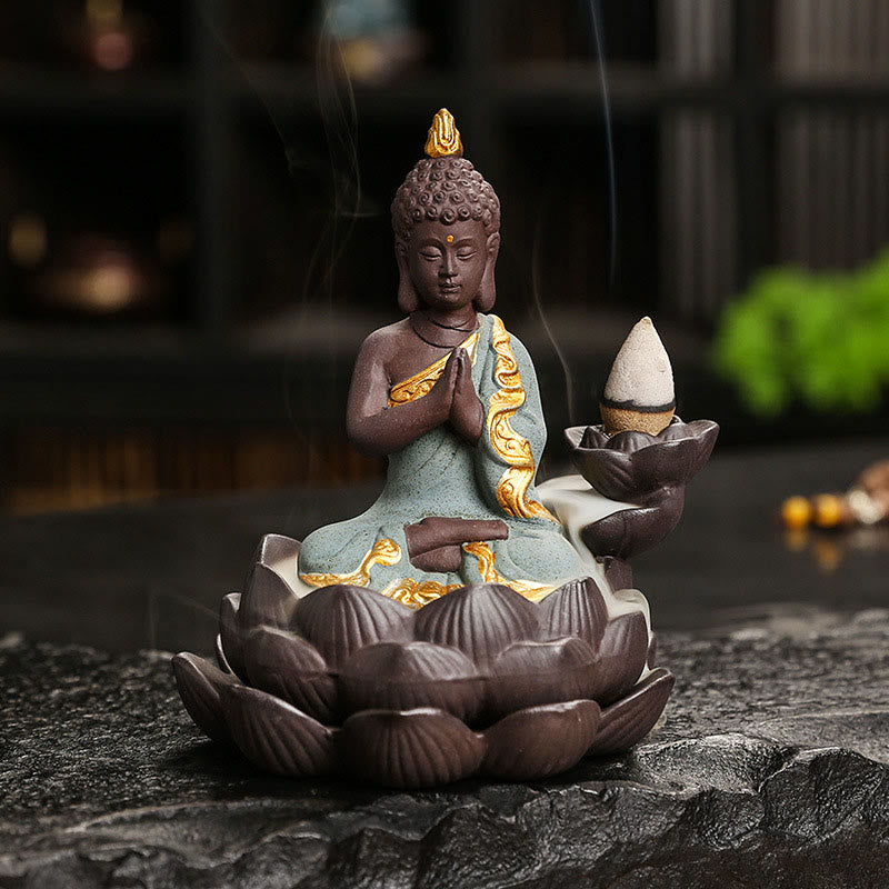 Bouddha Sérénité Brûleur d'Encens en Céramique Décoration Zen