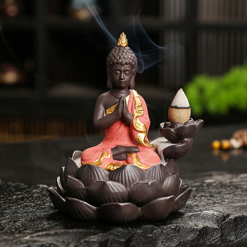 Buddha Serenity Ceramic Incense Burner Zen Home Decor – ponder pose buddha angle, thoughtful serenity statue