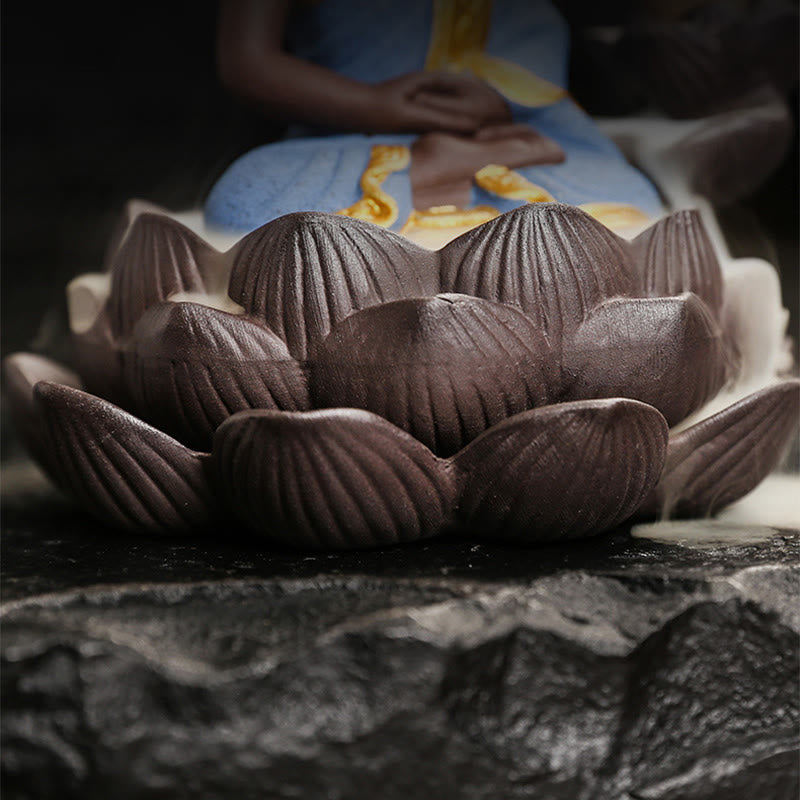 Buddha Serenity Ceramic Incense Burner Zen Home Decor – natural daylight shot, warm terracotta texture decor
