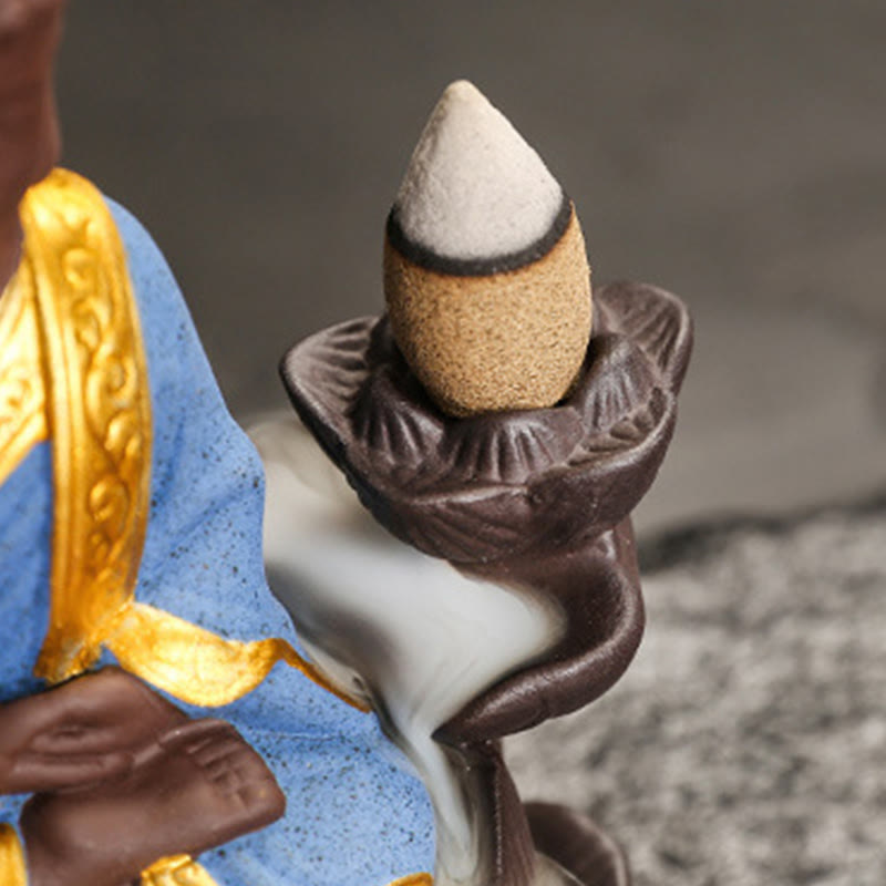 Buddha Serenity Ceramic Incense Burner Zen Home Decor – ceramic base detail view, stable incense ash catcher