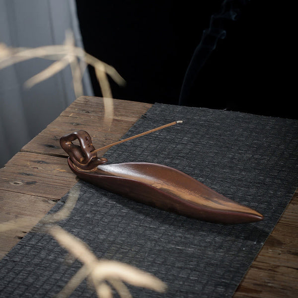 Boat Cicada Ceramic Incense Burner