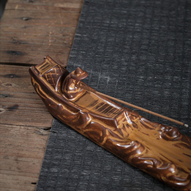 Boat Cicada Ceramic Incense Burner
