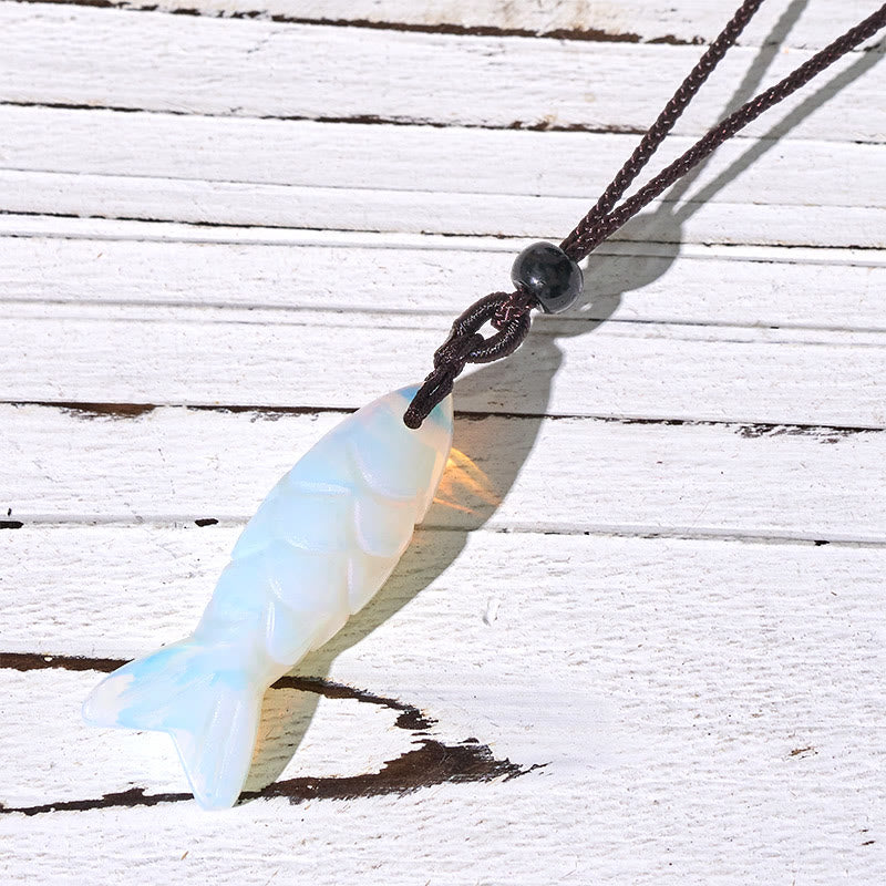 Koi Fish Crystal Necklace Pendant – green agate pendant frontal on white with dark cord, Indian agate koi