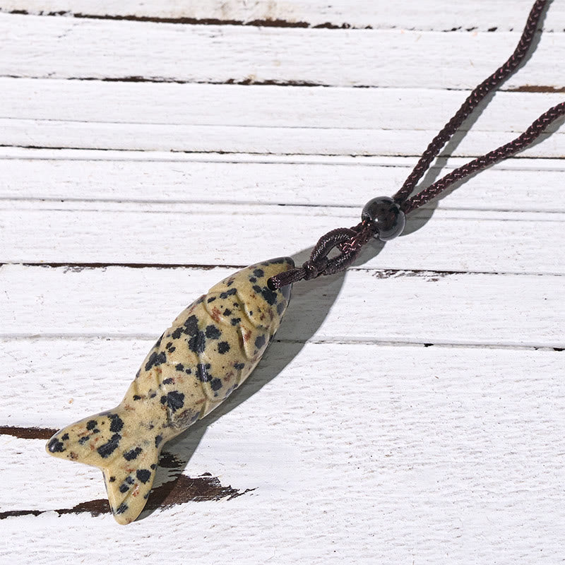 Koi Fish Crystal Necklace Pendant – green agate pendant worn on person with matching cord, aventurine jewelry