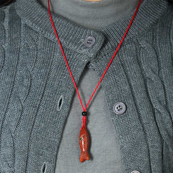 Koi Fish Crystal Necklace Pendant – black obsidian stone features card protection grounding, dark crystal guide