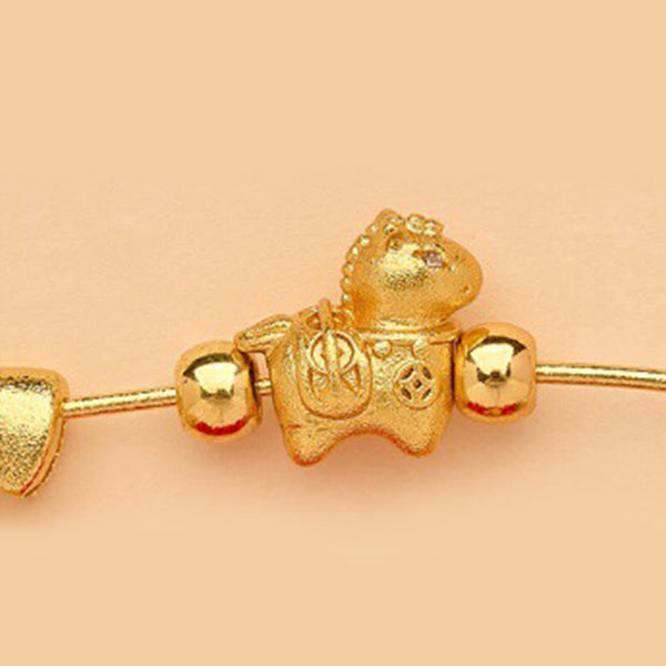 Year of the Horse Fu Character Peace Buckle Lotus Brooch – Gold horse charm bead with fu symbol, Prosperous
