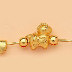 Year of the Horse Fu Character Peace Buckle Lotus Brooch – Gold horse charm bead with fu symbol, Prosperous