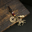 Year of Horse Five Emperor Coins Keychain – brass horse coin gourd wood, copper feng shui