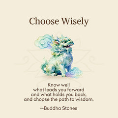Choose Wisely Green Aventurine Pixiu – watercolor wisdom card art, Buddha Stones design