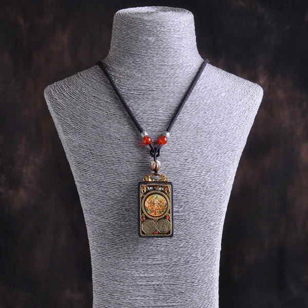 Zakiram Yin Yang Ebony Wood Pendant – mannequin display, Buddhist art jewelry