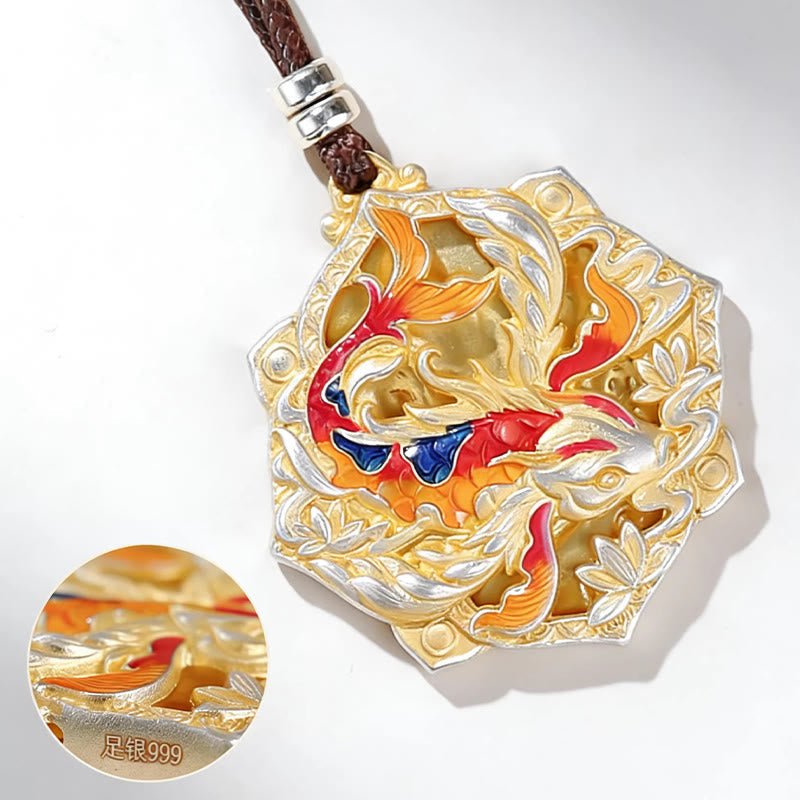 999 Silver Koi Pendant – Bail and chain threading detail close-up, sterling silver koi jewelry