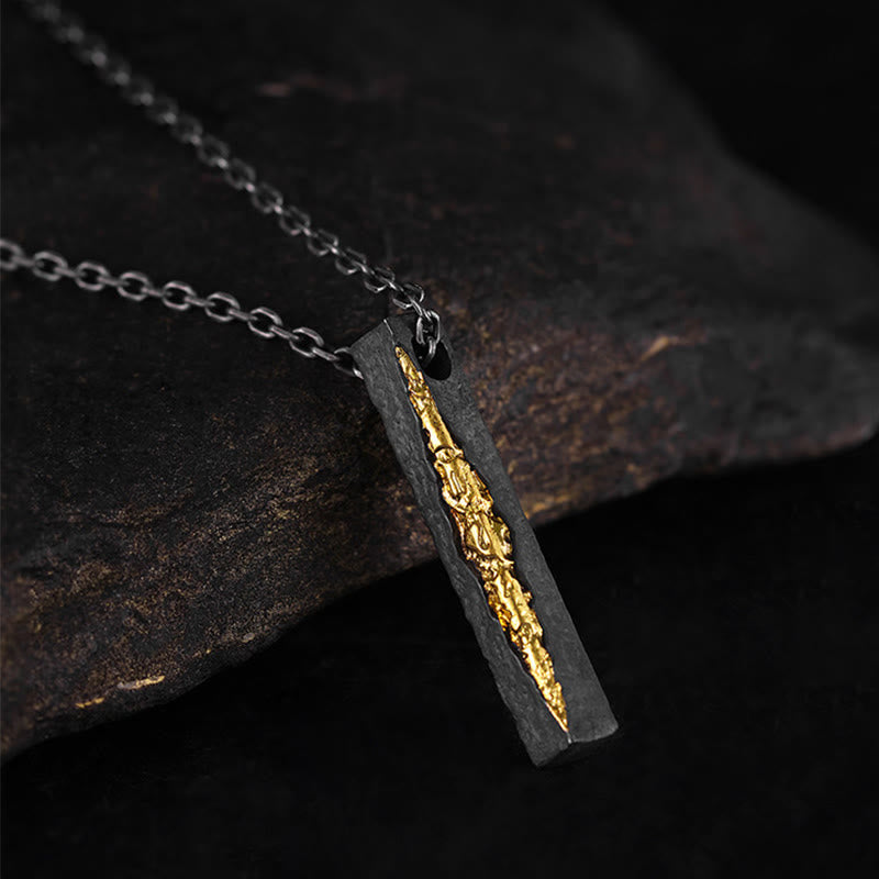 999 Sterling Silver and Gold Om Mani Padme Hum Necklace Secondary image