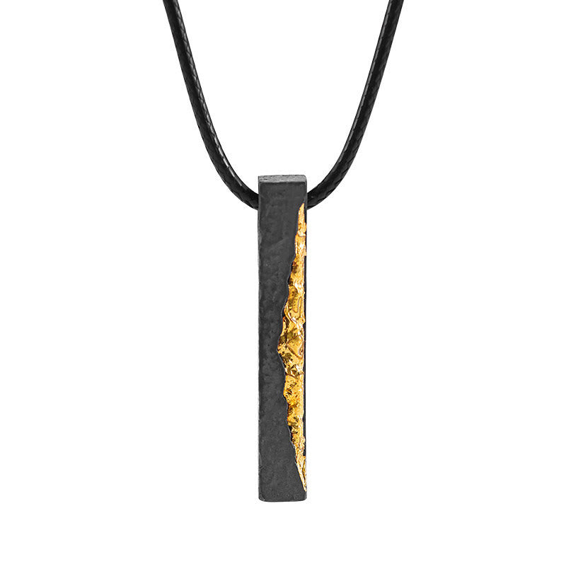 Om Mani Padme Hum Necklace – blackened silver pendant with gold mantra inlay, Sanskrit characters, spiritual necklace