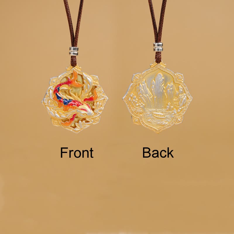 999 Silver Koi Pendant – Pendant in gift box with velvet interior, koi luck necklace present