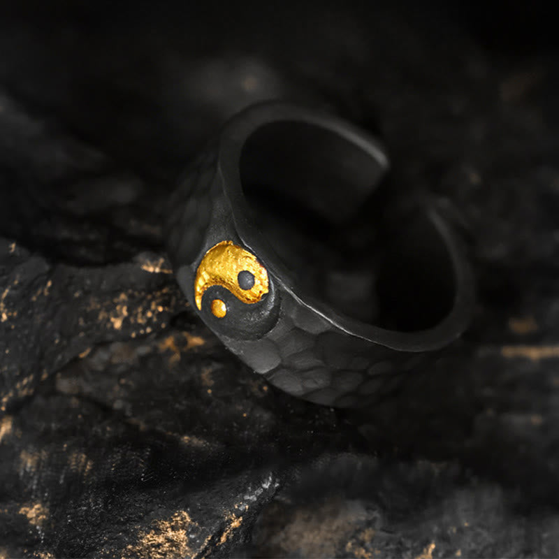 999 Silver and Gold Yin Yang Textured Ring Secondary image