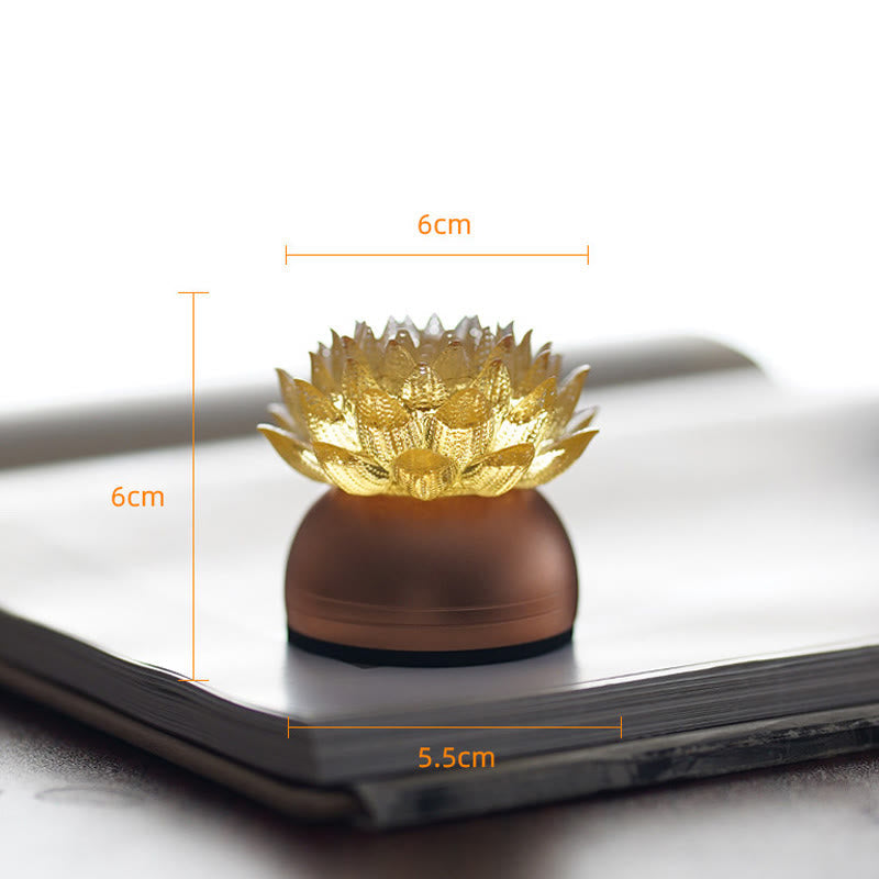 Lotus Liuli Lamp – golden translucent petals on beige dome base, lotus decor