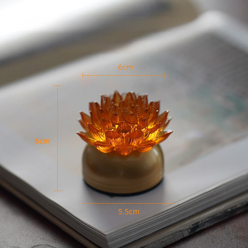 Lotus Liuli Lamp – glowing golden petals on smooth ceramic base, lotus light decor