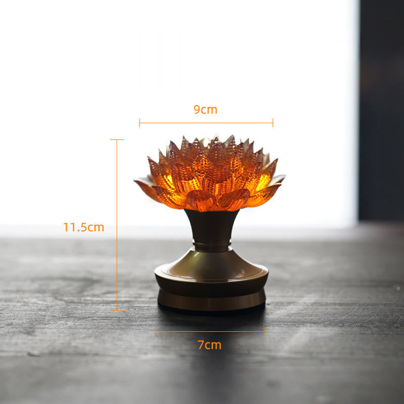 Lotus Liuli Lamp – lace-pattern amber petals on bronze base, liuli lotus lamp