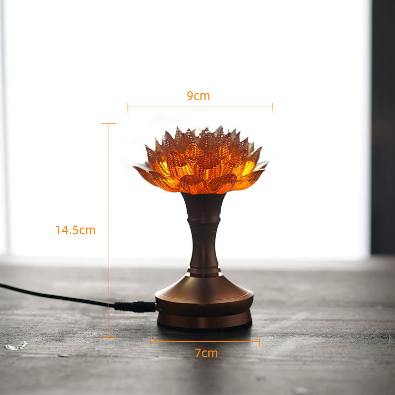 Lotus Liuli Lamp – perforated petal detail on tall bronze stand, liuli glass