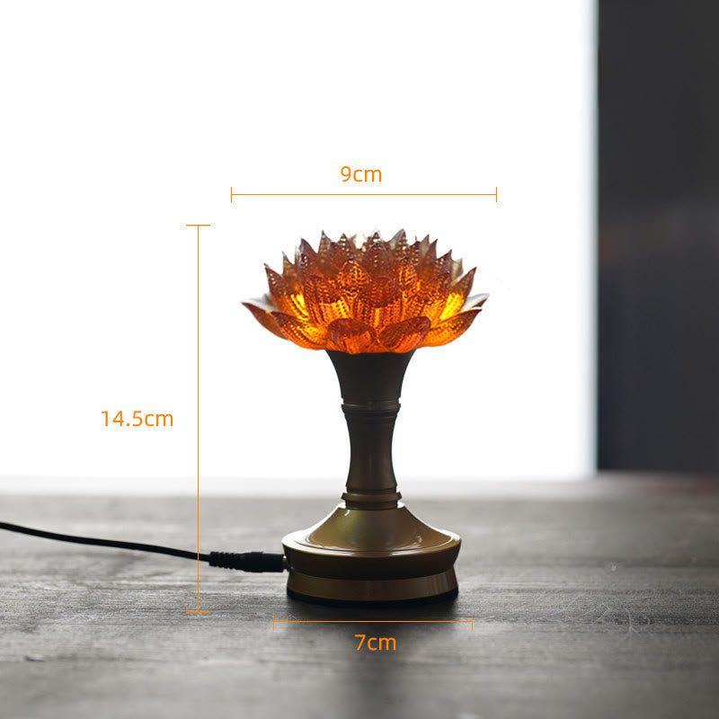 Lotus Liuli Lamp – honeycomb petal texture on tall bronze stand, lotus glass light