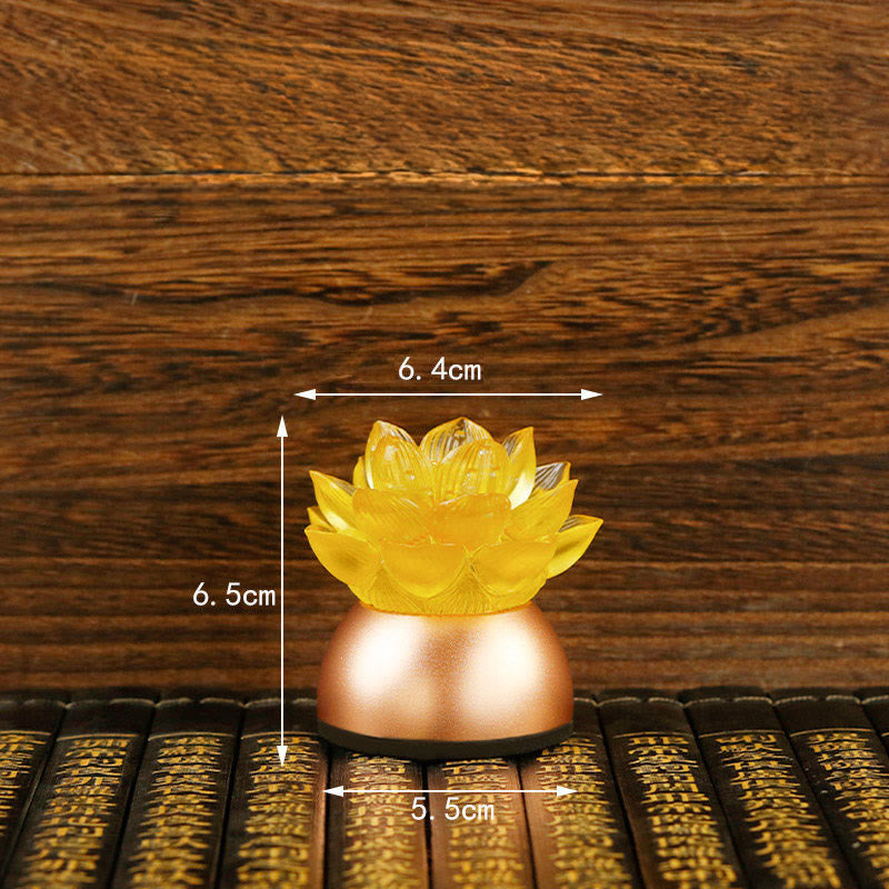 Lotus liuli glass decoration on bamboo scroll with measurements, copper lotus