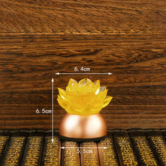 Lotus liuli glass decoration on bamboo scroll with measurements, copper lotus