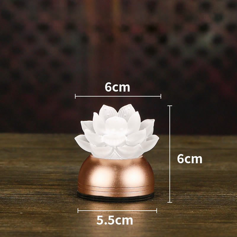 White frosted lotus decoration with copper base and dimensions, liuli glass decor